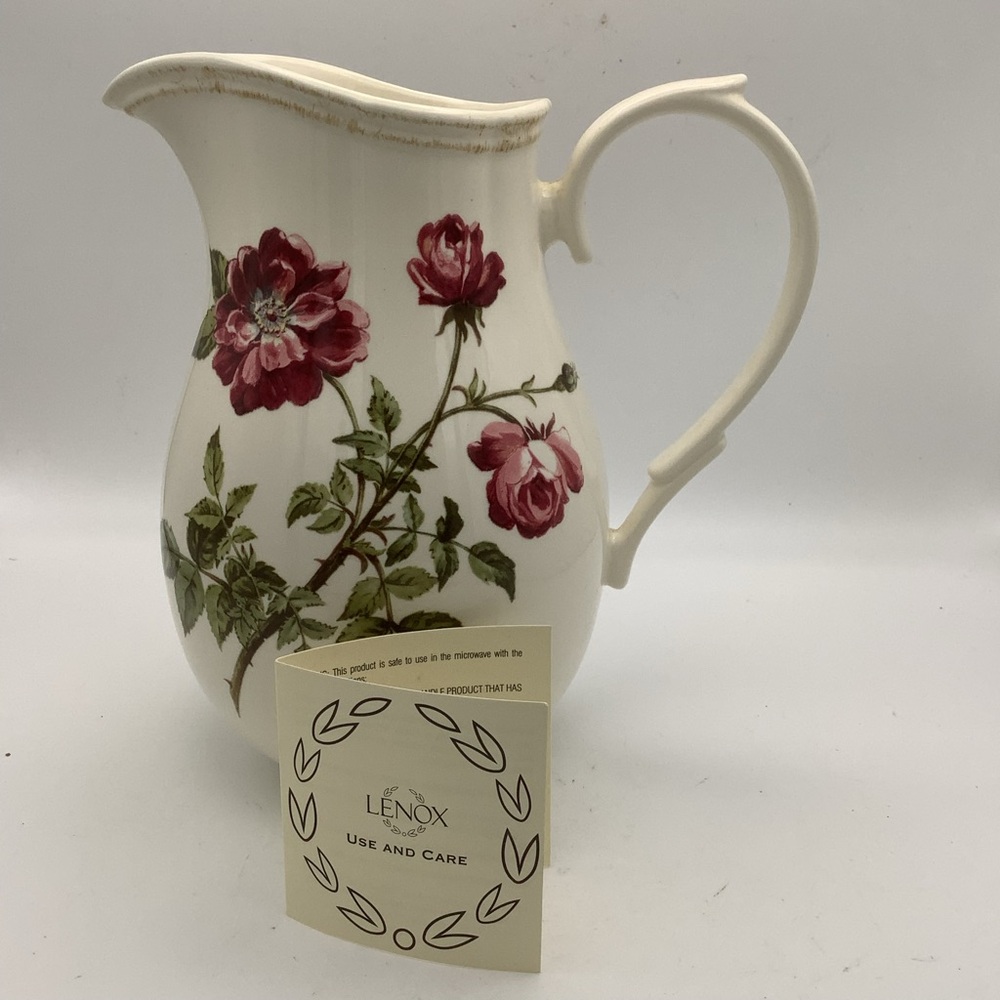 Lenox Accoutrements Pitcher with Red and Green Floral Design - Picture 12 of 14